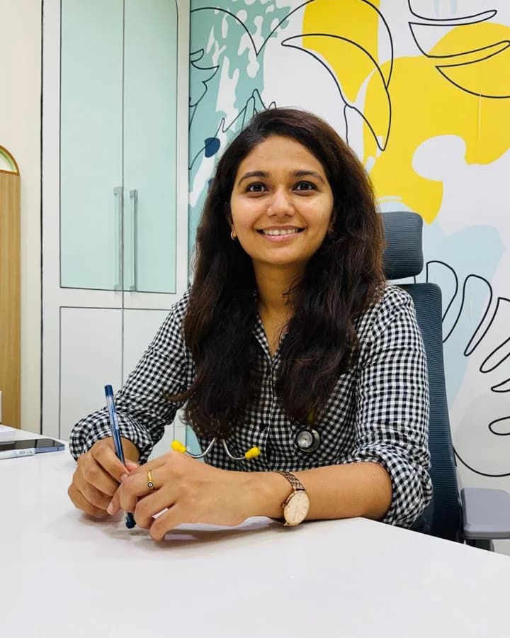 Dr. Pranali Gandhi, neonatologist and pediatrician, at her desk at GROW Children Hospital, Ahmedabad